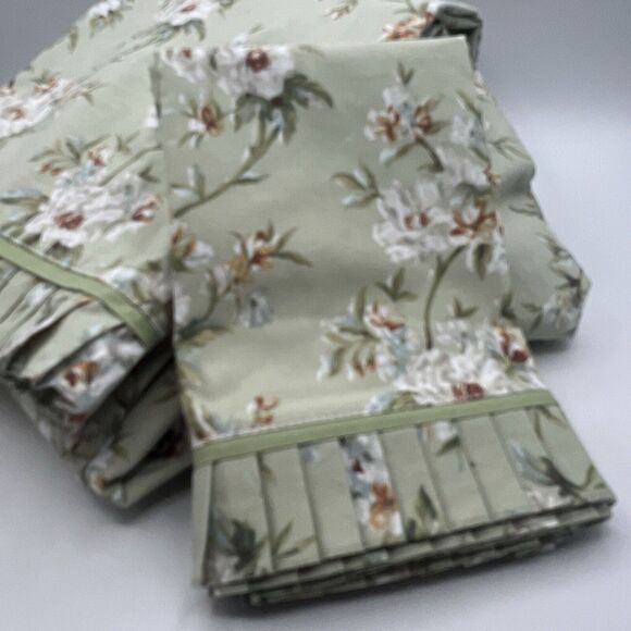 Waverly Garden Room Sage Green Carolina Magnolia Floral Twin Sheet Set Ruffled - Picture 2 of 4